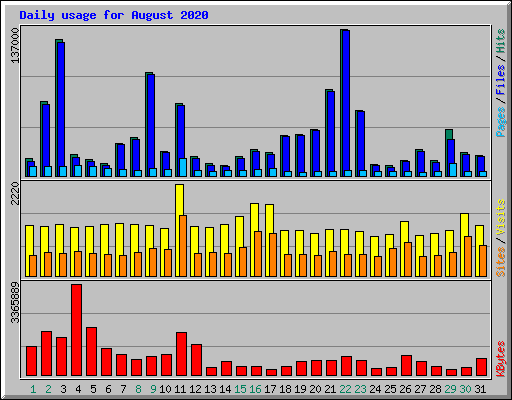 Daily usage for August 2020