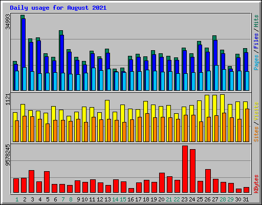 Daily usage for August 2021