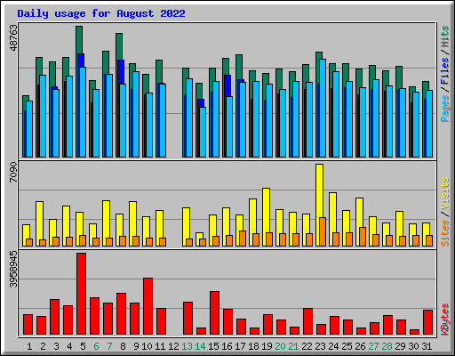 Daily usage for August 2022