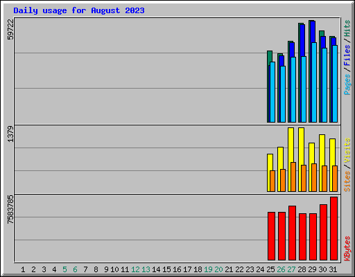 Daily usage for August 2023