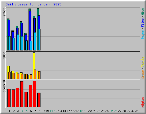 Daily usage for January 2025